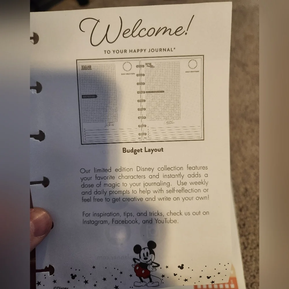 Mickey Mouse Budget Planner and Note Paper